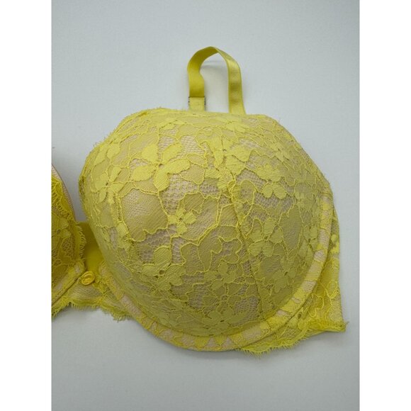 Victoria's Secret Dream Angels Push-Up Bra Yellow Lace Padded Underwire 36DD - Picture 4 of 8